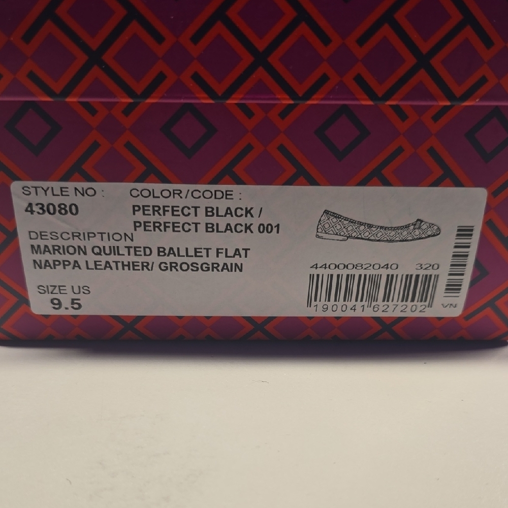 Tory Burch Black Marion Quilted Ballet Flat Size 9.5 - Picture 8 of 9
